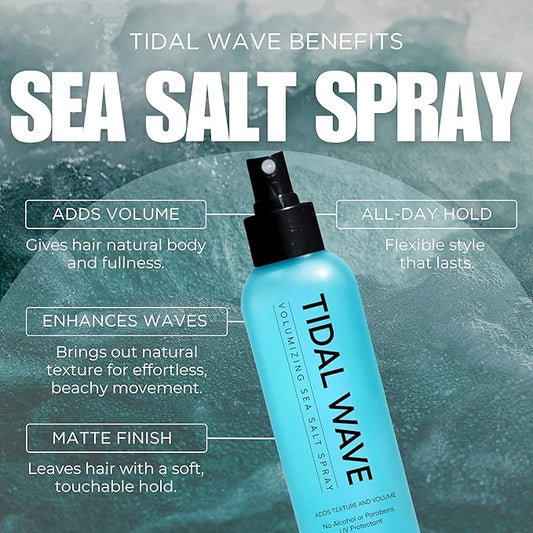 THESALONGUY Tidal Wave Sea Salt Spray for Hair (2-Pack) – Volumizing & Texturizing Spray for Beach Waves, Thickness & Lift – Hairstylist Created Daily Wavy Hair Products for Men & Women (8 oz.)