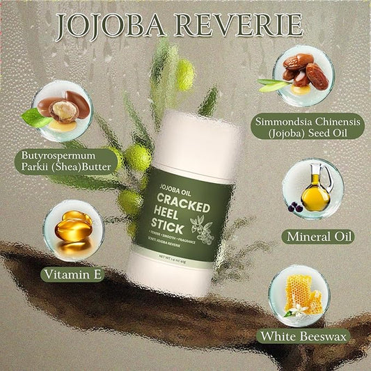 2 Pcs Cracked Heel Treatment & Repair Stick Set (Foot Balms + Heel Socks) – Jojoba Oil Infused cracked heel stick Balm for Dry, Cracked Heels – No-Mess Applicator, Travel-Friendly