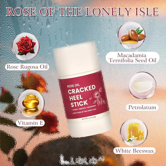 2 Pcs Cracked Heel Treatment & Repair Stick Set (Foot Balms + Heel Socks) – Rose Oil Infused cracked heel stick Balm for Dry, Cracked Heels – No-Mess Applicator, Travel-Friendly
