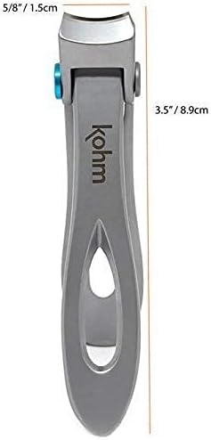 KOHM Nail Clippers for Thick Nails - Heavy Duty, Wide Mouth Professional Fingernail and Toenail Clippers for Men, Women & Seniors, Silver