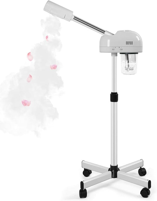 TASALON Professional Facial Steamer, Hot Mist Spray, Vaporizador Facial Steamer for Esthetician, Height Adjustable, SPA at Home, White
