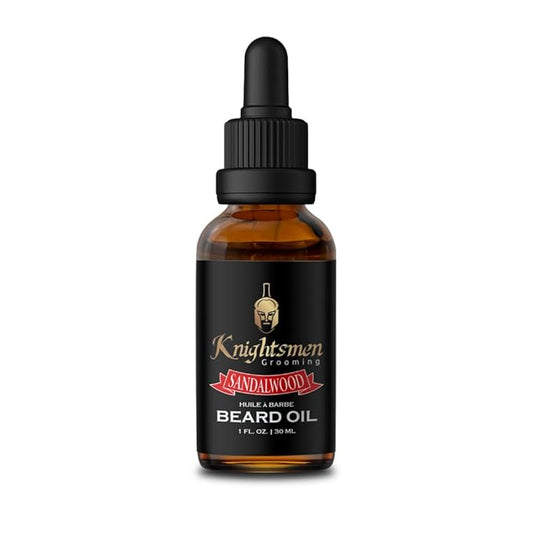 Men's Sandalwood Beard Oil Made in Canada featuring Sandalwood Oil, Coconut Oil, Argan Oil, Jojoba Oil, Castor Oil, Grapeseed Oil + Vitamin E.