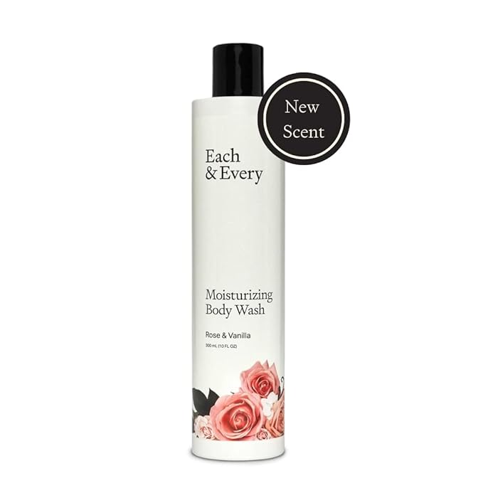 Each & Every Sensitive Skin Body Wash for Women & Men - Rose & Vanilla - Moisturizing All Natural Body Wash & Shower Gel in Recyclable Packaging - Paraben, Sulfate & Cruelty-Free (10 Fl Oz)