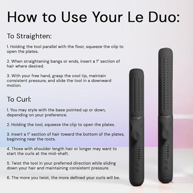 L'ANGE HAIR Le Duo Standard 360° Airflow Styler | 2-in-1 Curling Wand & Titanium Flat Iron Hair Straightener | Professional Hair Curler with Cooling Air Vents | Dual Voltage & Adjustable Temp (Black)