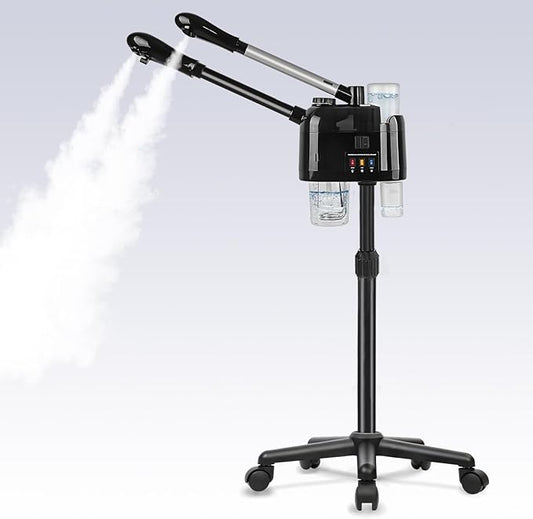 Professional Facial Steamer with Hot and Cold Mist Face Steamer with Wheels for Home Use or Beauty Spa Deep Cleansing and Hydration