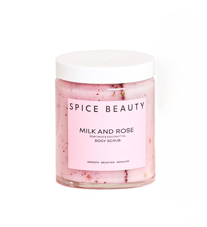 Milk and Rose Body Scrub | In-Shower Moisturizer with Hydrating Coconut Oil, Calming Roses, Shea Butter | Gentle Body Exfoliation Skincare | 9 Oz