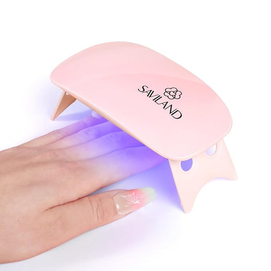SAVILAND SSPro X Gel U V Nail Lamp: 12W Pink Mini Portable U V Light for Gel Nails Fast Curing 2 Timers Cure Lamp lampara led para uñas USB Interface Folding Design Personal DIY Home Traveling Use