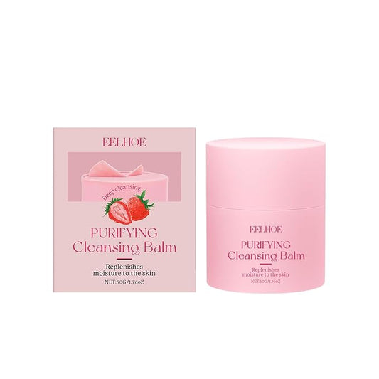 2-in-1 Strawberry Cleansing Balm, Melts Away Makeup & Daily Impurities, With Natural Ingredients to Nourish Skin,Hydrating Formula Leaves Skin Soft and Refreshed,1.76oz