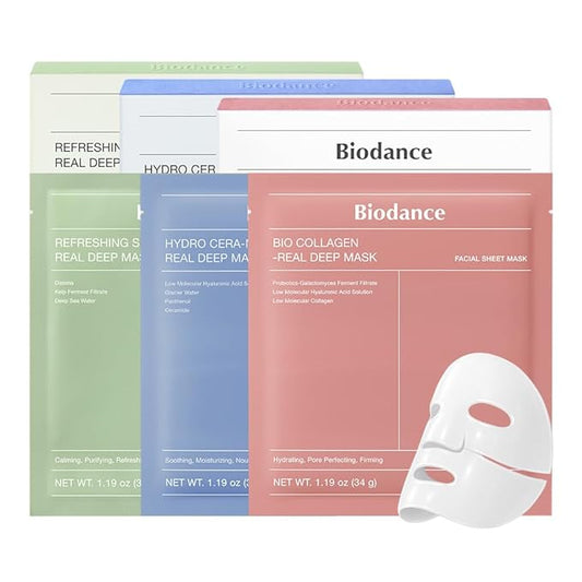 BIODANCE Total Solution Trio: Bio Collagen & Ceramide Panthenol & Sea Kelp Real Deep Mask Set, Firming, Hydrating, Claming Kit, Korean Skin Care, Gifts for women, Skin Care Set
