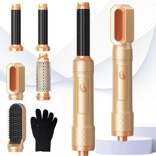 6 in ONE Blow Dryer Brush,Air Curling Iron Round Brush Blow Dryer 800W,Ionic Hair Dryer Brush for Women, Hot Air Brush Hair Styling Tools 100-120V