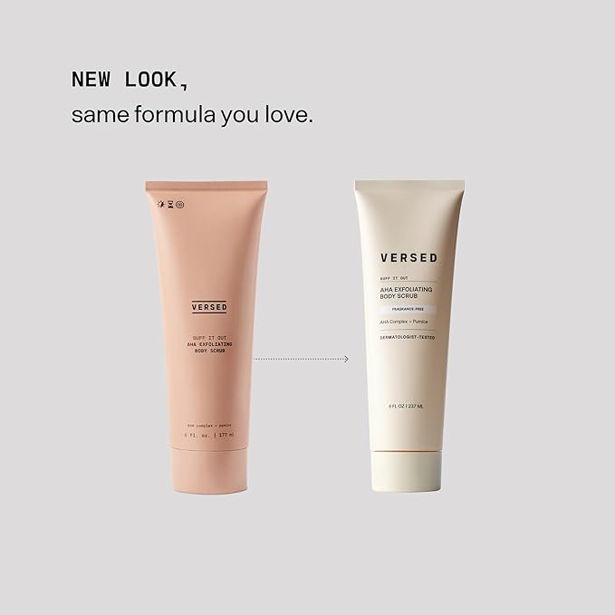 Versed Buff It Out AHA Exfoliating Body Scrub and Mask - Lactic Acid & Glycolic Acid Exfoliant - Microfine Pumice Body Exfoliator to Polish and Smooth Bumpy, Dry Skin - Vegan & Cruelty-Free (8 oz)