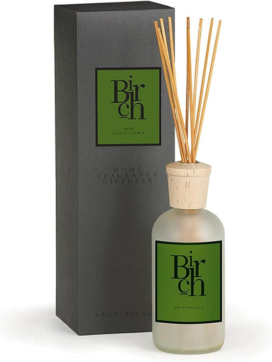 Archipelago Botanicals Birch Reed Home Fragrance Reed Diffuser, Includes Fragrance Oil, Decorative Wooden Cap & 10 Diffuser Reeds, Perfect for Home, Office or Gift, 7.85 fl oz