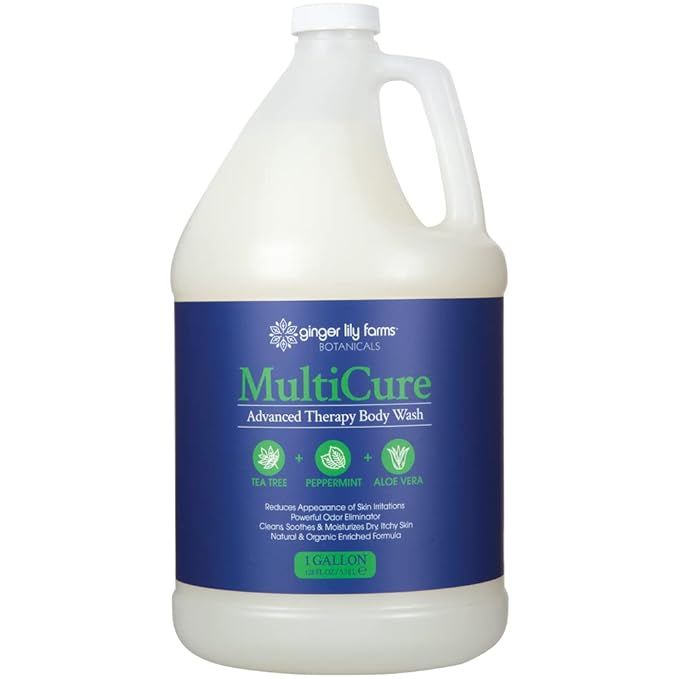 Ginger Lily Farms Botanicals MultiCure Advanced Therapy Body Wash with Tea Tree Oil, Peppermint and Aloe Vera, 100% Vegan & Cruelty-Free, 1 Gallon (128 fl oz) Refill
