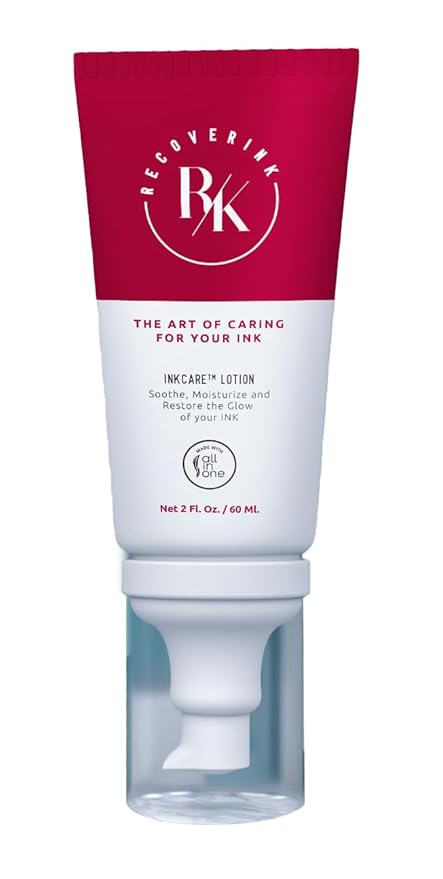 Tattoo Aftercare Lotion with Aloe Vera, 2oz, Hydrate + Heal + Highlight your ink - Recover Co, White