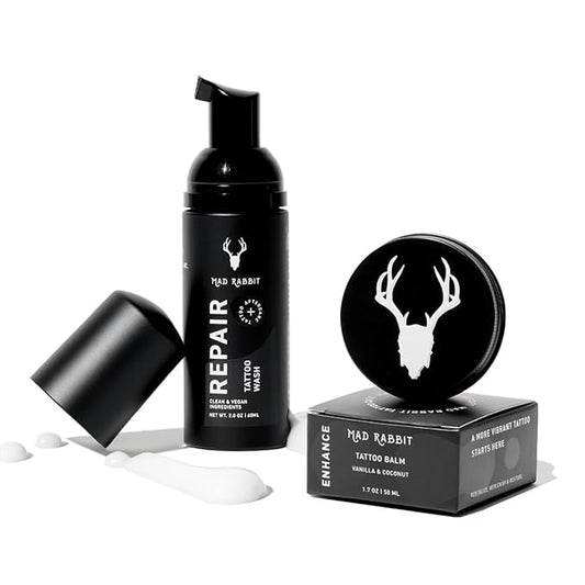 Tattoo Aftercare Kit – Tattoo Balm & Tattoo Foam Soap Cleanser – Tattoo Care for New Tattoos, Tattoo Moisturizer for Old Ink, Vegan, Fragrance-Free, Clean Ingredients