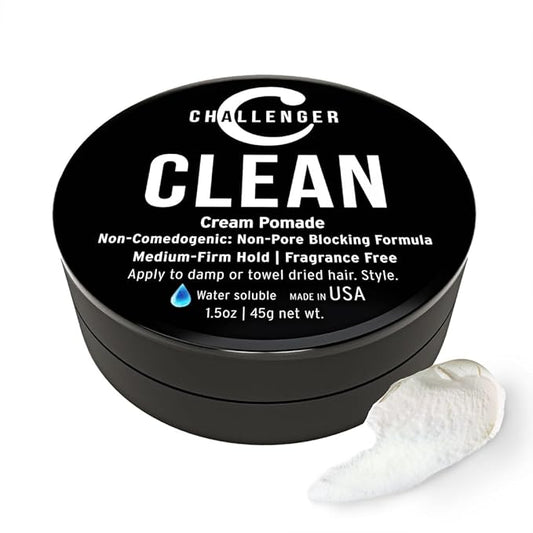 Challenger Fragrance Free Cream Pomade | Non-Comedogenic Styling Product | Unscented Hair Gel | Medium Firm Hold & Clean Ingredients | 1.5oz