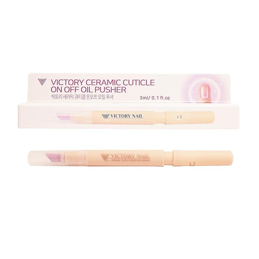 1PCS Ceramic Cuticle On/Off Oil Pusher Cuticle Pusher (Ivory)
