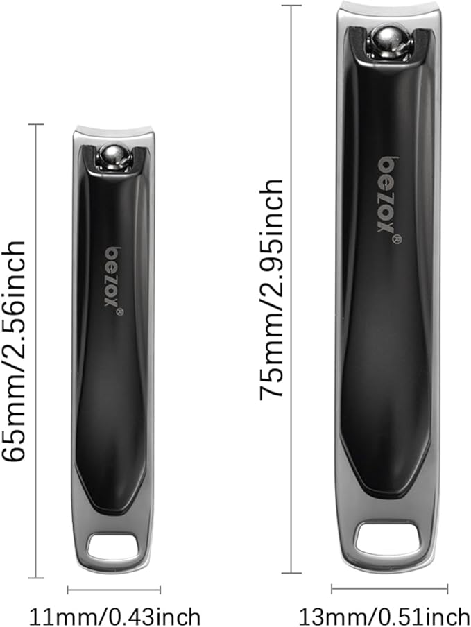 BEZOX Nails Clipper, Ergonomic Toenail and Fingernails Clipper with Non-Slip Design, Professional Finger Nail Clippers for Adults, 2 Pcs Nail Trimmers for Men and Women - Dark