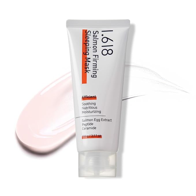 1.618 Salmon Firming Sleeping Mask for Women 11 Korean Ingredients Night Moisturizer Face Cream 100g Golden Ratio Formula Lightweight Texture Hydrating Overnight Masks Skin Care for Radiant Glow