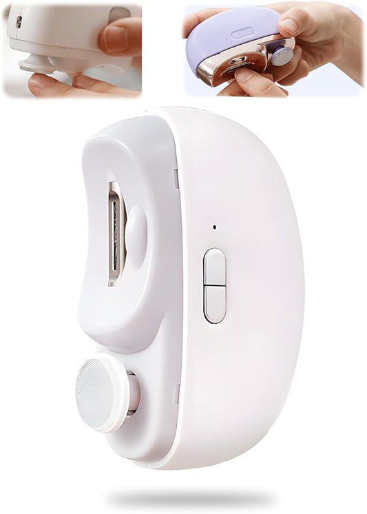 3 in 1 Automatic Electric Nail Clipper, 2025 New Electric Toe Nail Clippers with Polishing for Seniors Adults Baby, Automatic Electric Nail Clippers Nail File with LED Light & Storage Box (White)