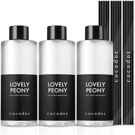 COCODOR Reed Diffuser Oil Refill/Lovely Peony/6.7oz(200ml)/3 Pack/Aroma Therapy, Home Fragrance, Scented Oils, Oils for Reed Diffuser, Office Décor, Decoration