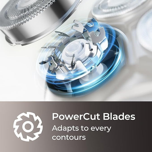 Cordless Electric Razor for Men: 3-in-1 Shaver for Beard/Nose/Sideburns - IPX7 Waterproof Travel Kit - Turbo Speed & Precision Blades,Bright Silver