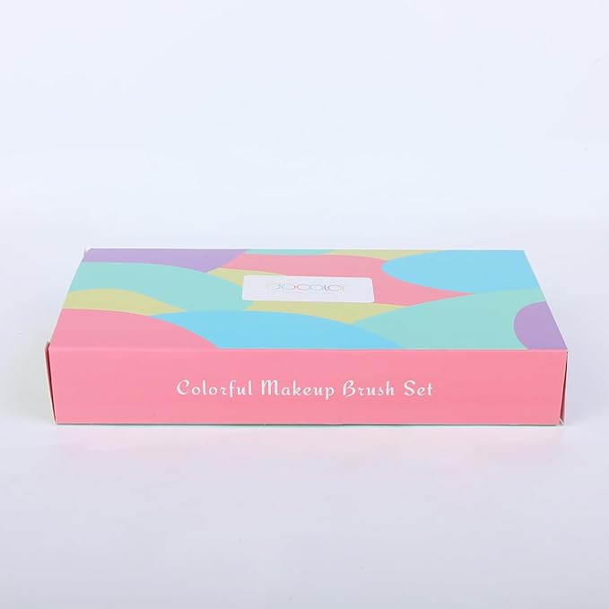 Docolor Makeup Brushes 17 Pcs Colourful Makeup Brush Set Premium Synthetic Kabuki Foundation Blending Face Powder Blush Concealers Eyeshadow Rainbow Makeup Brush Travel Friendly Valentine's Day Gift