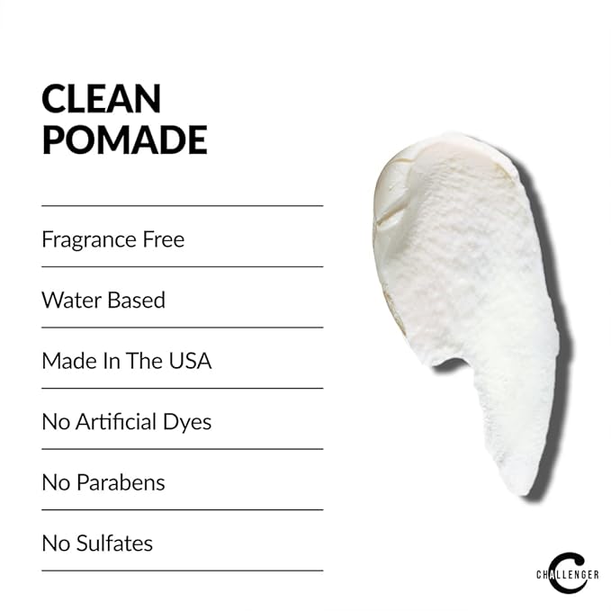 Challenger Fragrance Free Cream Pomade | Non-Comedogenic Styling Product | Unscented Hair Gel | Medium Firm Hold & Clean Ingredients | 1.5oz