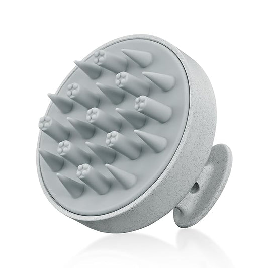 HEETA Hair Scalp Massager for Hair Growth, Shampoo Brush, Scalp Scrubber Exfoliator with Soft Silicone Bristles for Dandruff Removal to Relieve Stress, Wet Dry Use Updated Material, Grey
