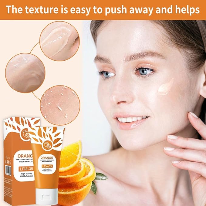 Orange Exfoliating Gel, 2025 New Orange Flavored Exfoliating Scrub Gel, Deeply Cleanses and Moisturizes for Facial and Body Exfoliation (2-PCS, 3.53 Ounce)