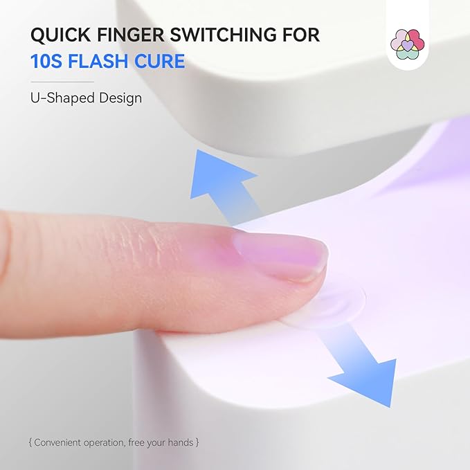 SAVILAND SSProLamp 10S Flash Cure Mini LED U V Nail Lamp: 6W U V Light for Gel Nails Protable Gel Lamp 2 Timers USB Type-C Nail Light for Gel Polish Acrylic Nail Kit Travel Home Use