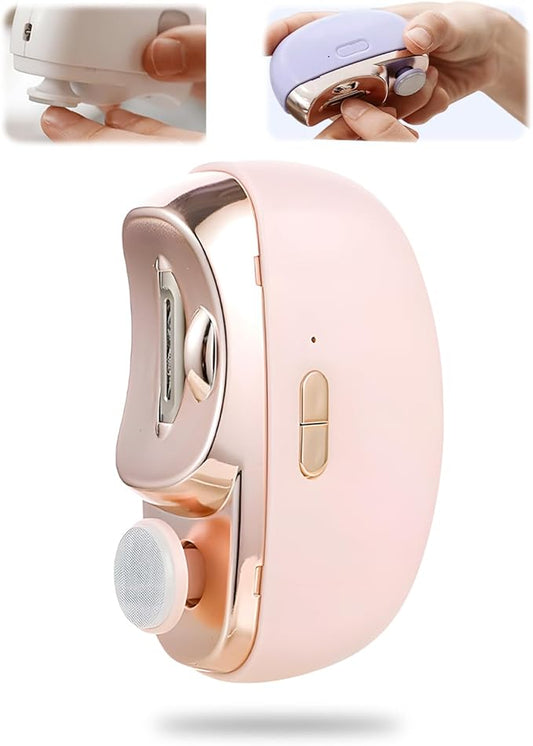 3 in 1 Automatic Electric Nail Clipper, 2025 New Electric Toe Nail Clippers with Polishing for Seniors Adults Baby, Automatic Electric Nail Clippers Nail File with LED Light & Storage Box (Pink)