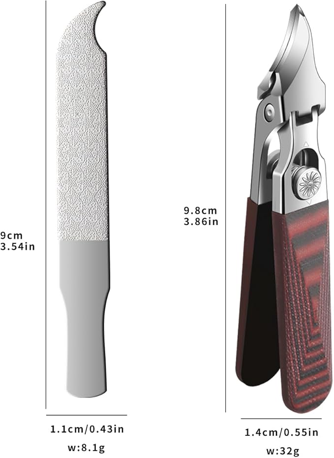 Large-Opening Pointed-Edge Nail Clipper - Detailed Trimming for Narrow Areas - G10 Handle & Stainless Steel Blades - Suited for Ingrown-Nail, Thick-Nail Users & Seniors(Straight Red C)