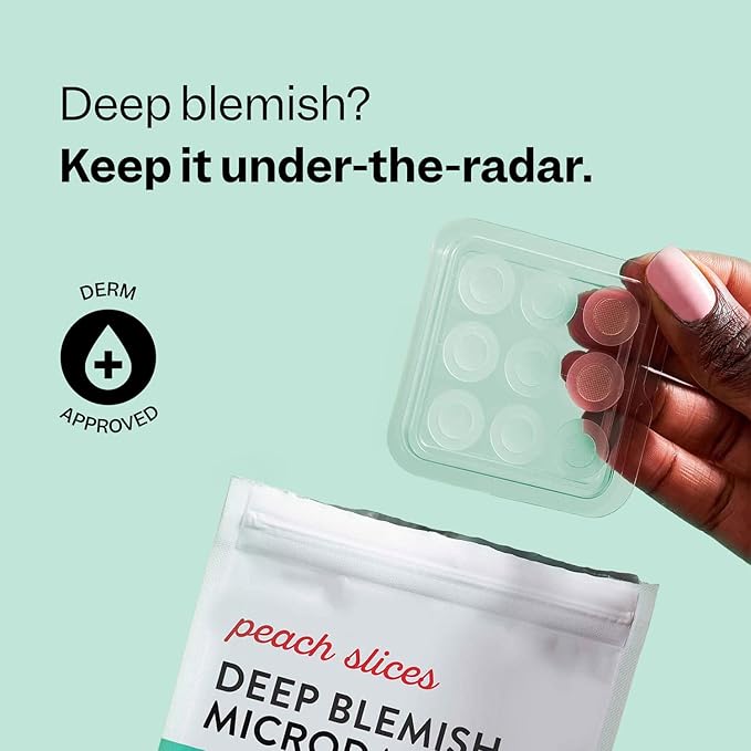 Peach Slices - Deep Blemish Microdarts (9 ct) - Early Stage Pimple Patches for Face - Salicylic Acid, Niacinamide, Hyaluronic Acid, Tea Tree Oil & Cica - Vegan, Cruelty Free, Korean Skin Care & Beauty