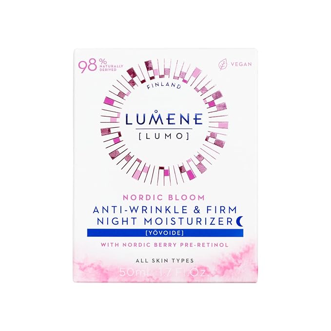 Lumene [Lumo Nordic Bloom Anti-Wrinkle + Firming Night Cream - Hydrating Face Moisturizer for Visibly Firmer, Radiant & Smooth Skin - Formulated with Pre-Retinol Complex + Lingonberry Extract (50ml)