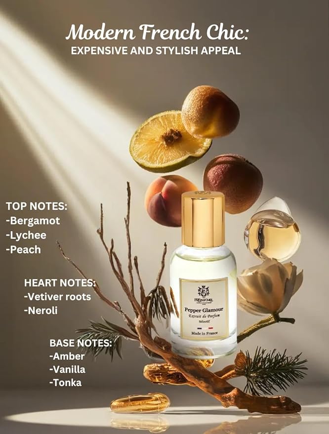 PREparfume From France Pepper Glamour for Women 30ml – Spicy Floral Scent From France – Luxury Fragrance with Bergamot, Tonka Bean – Long Lasting Perfume With Amber and Vanilla Notes