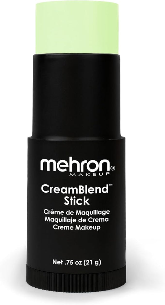 Mehron Makeup CreamBlend Stick | Face Paint, Body Paint, & Foundation Cream Makeup | Perfect for Halloween .75 oz (21 g) (Pastel Green)