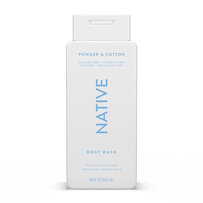 Native Body Wash for Men & Women, Seasonal | Sulfate, Paraben, and Dye Free, with Naturally Derived Clean Ingredients Leaving Skin Soft and Hydrating, Powder & Cotton 18 oz