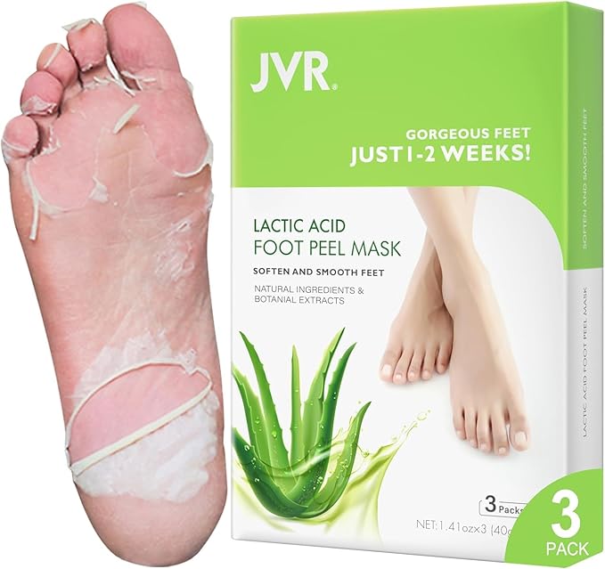 JVR Foot Peel Mask - 3 Pairs - Exfoliating Peeling Callus Remover, Repairs Cracked Heels & Dry Skin, for Smoother and Softer Feet (Aloe Vera)