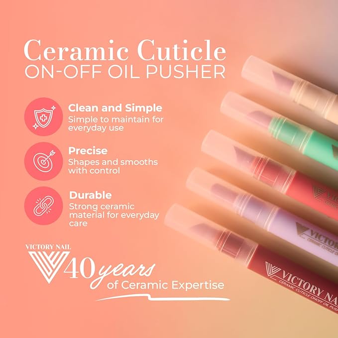 Cuticle Oil Pen 3-in-1 Ceramic Nail Buffer & Cuticle Remover – Moisturizing & Strengthening Nail Care for Dry, Damaged, Brittle Nails. (Pink)