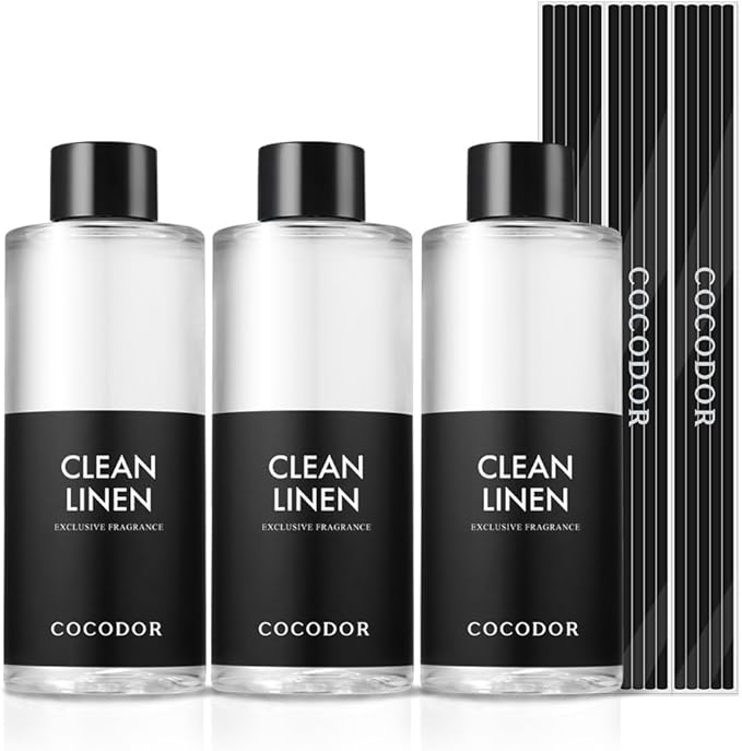 Cocod'or COCODOR Reed Diffuser Oil Refill/Clean Linen /200ml / 3 Pack/Aromatherapy, Home Fragrance, Scented Oils, Oils for Reed Diffuser, Bathroom Home Decor