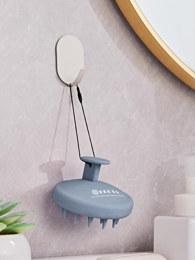 HEETA Scalp Massager Hair Growth, Scalp Scrubber with Soft Bristles, Integrated Silicone Design, Exfoliator for Dandruff Removal & Relaxation, Shampoo Brush Fit Wet Dry Hair Use, Dark Blue