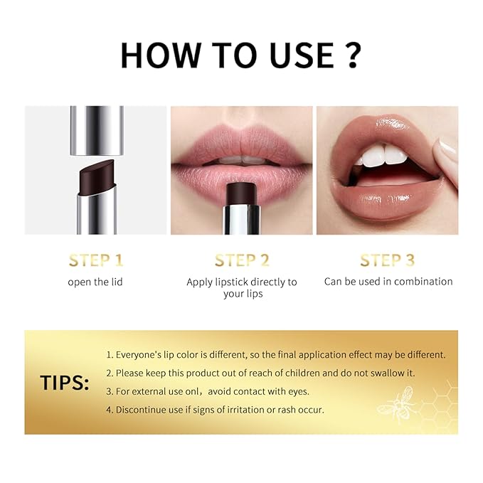 2PCS Honey Lipstick Tinted Lip Balm - Sheer Hydrating Lipstick for All Skin Tones - Moisturizing Lip Color, Nourishing Lip Balm with a Hint of Natural Black Cherry Tint