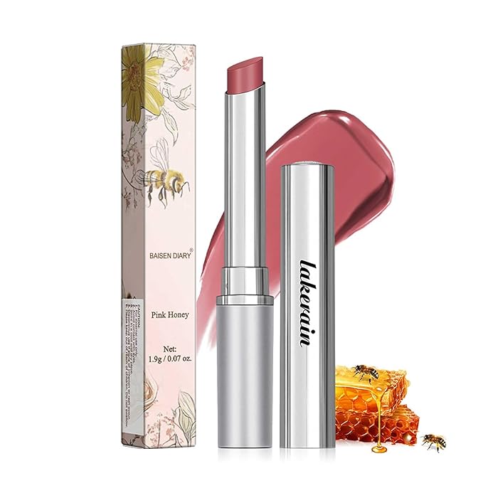 Pink Honey Lipstick Tinted Lip Balm - Sheer Hydrating Lipstick for All Skin Tones - Moisturizing Lip Color, Nourishing Lip Balm with Natural Black Cherry Tint