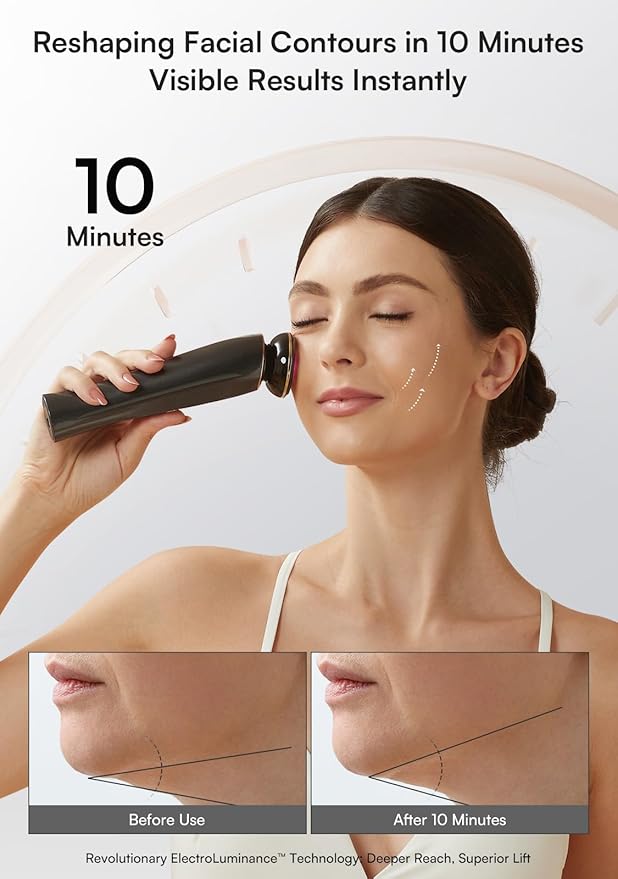 INIA 3-in-1 Skin Tightening Device True Beauty Glow Facial Massager Red Light Therapy for Face and Neck