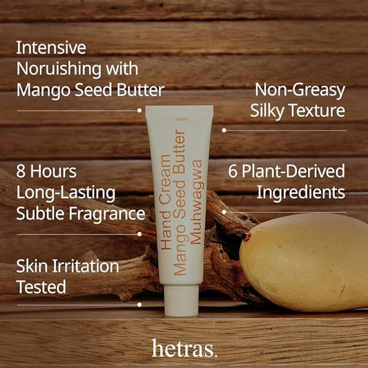 hetras. Perfume Hand Cream | Muhwagwa - Rich and Sweet Fig Scent | Korean Subtle Perfumed Hand Moisturizer with Mango Seed & Shea Butter | Hydrates, Nourishes & Softens Very Dry Skin, 1.69oz.