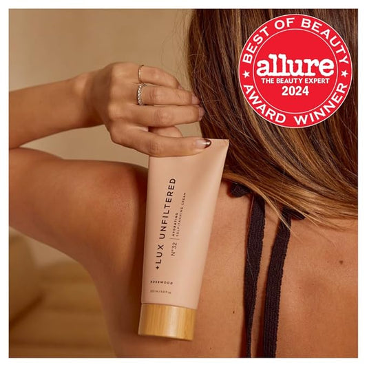 + Lux Unfiltered N°32 Gradual Self Tanner, Hydrating Self Tanning Lotion with Shea Butter & Squalane - Non-Sticky, No Transfer, Natural-Looking Tan - Vegan & Cruelty-Free Sunless Tanner - Rosewood