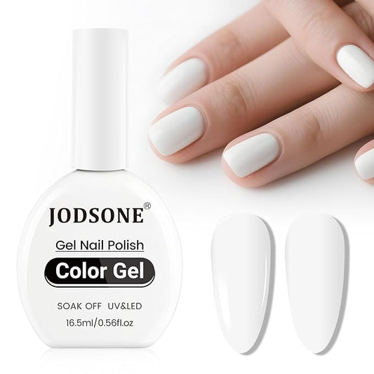 JODSONE 1Pcs 16.5ml Pure White High Gloss Winter Color Gel Polish U V/LED Soak-Off Gel Nail Polish Colorful Bottle Simple Bright for Nail Art Girls Gift