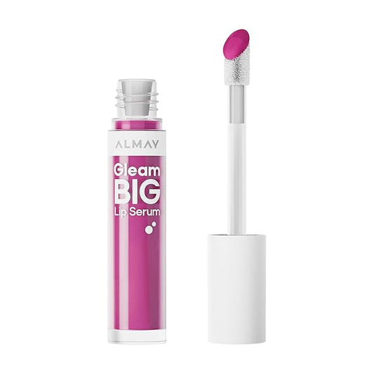 Almay Gleam Big Lip Serum, Hydrating and Moisturizing, Hypoallergenic Lip Gloss, Non-Sticky, 400 Berry Excited, 0.13 fl oz
