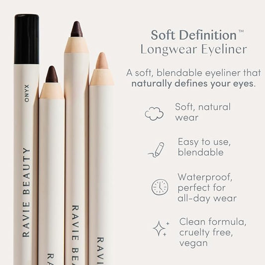 Ravie Beauty Soft Definition Longwear Eyeliner Pencil – Soft, Blendable, Waterproof & Smudge-Resistant Eye Liner for Everyday Natural Look – Vegan, Cruelty-Free, Clean Formula (Umber)